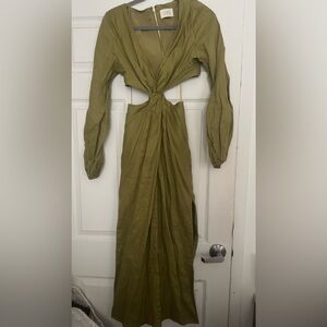 DISSH TINA OLIVE LINEN MIDI